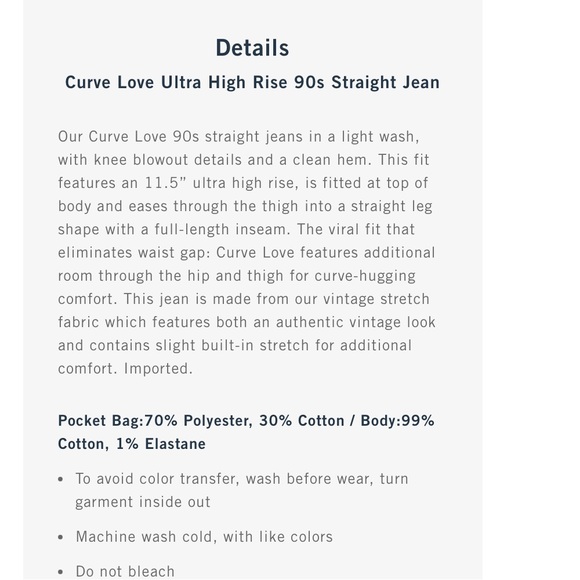 Abercrombie & Fitch Curve Love Ultra High Rise Jeans size 24 - Picture 6 of 6